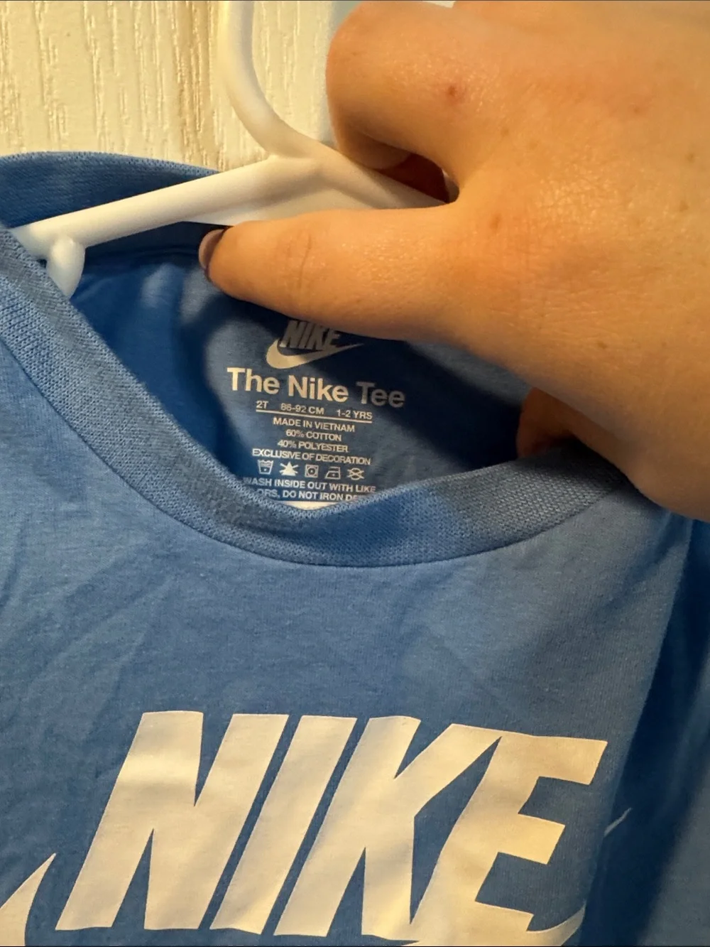 Nike Short Sleeve Kids Tee in Blue with White Logo